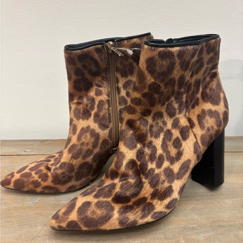 NWT-Nine West Leopard Print Ankle Boots 6.5 - Picture 2 of 6